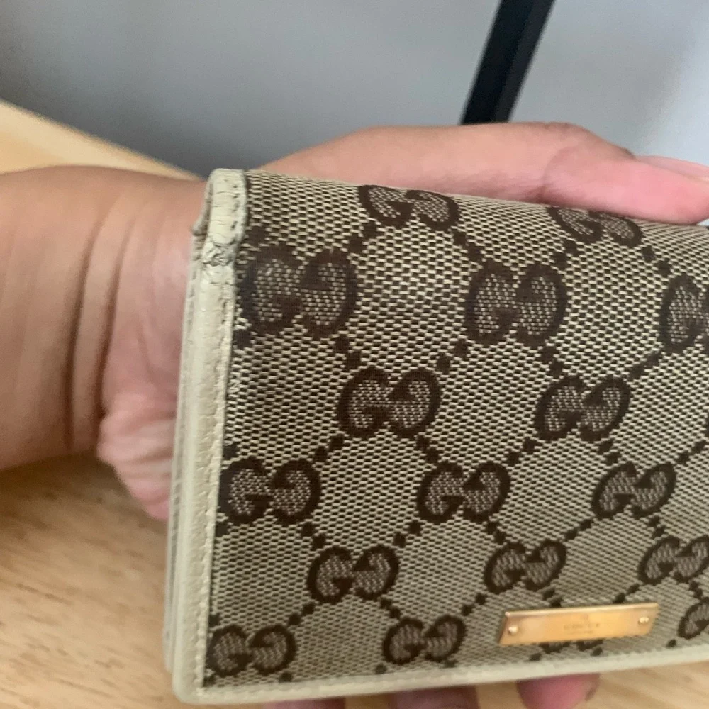 Gucci Supreme GG Canvas Snap Wallet with Biege Trim - Picture 9 of 10